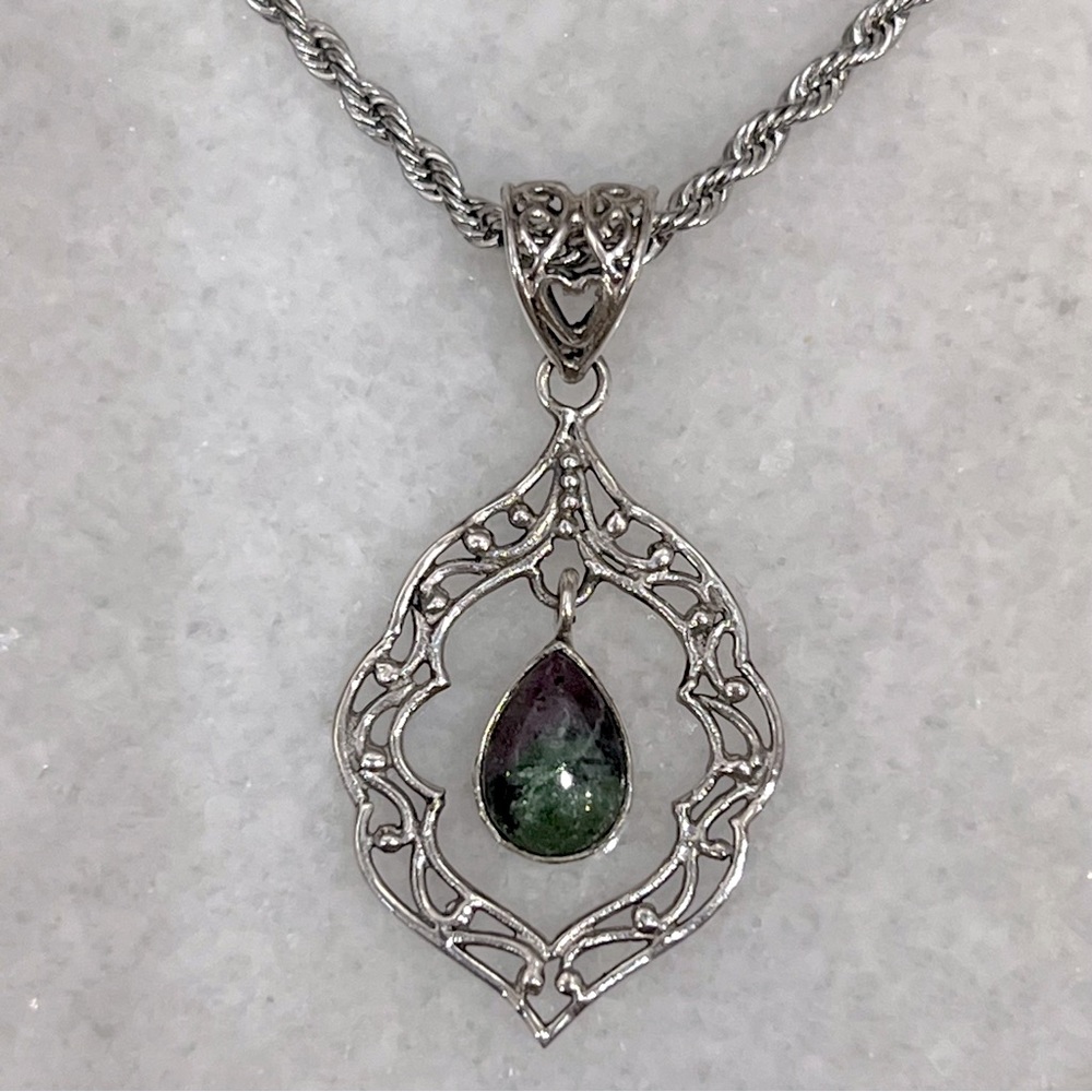 Ruby Zoisite Sterling Silver Dangling Stone Penda… - image 8